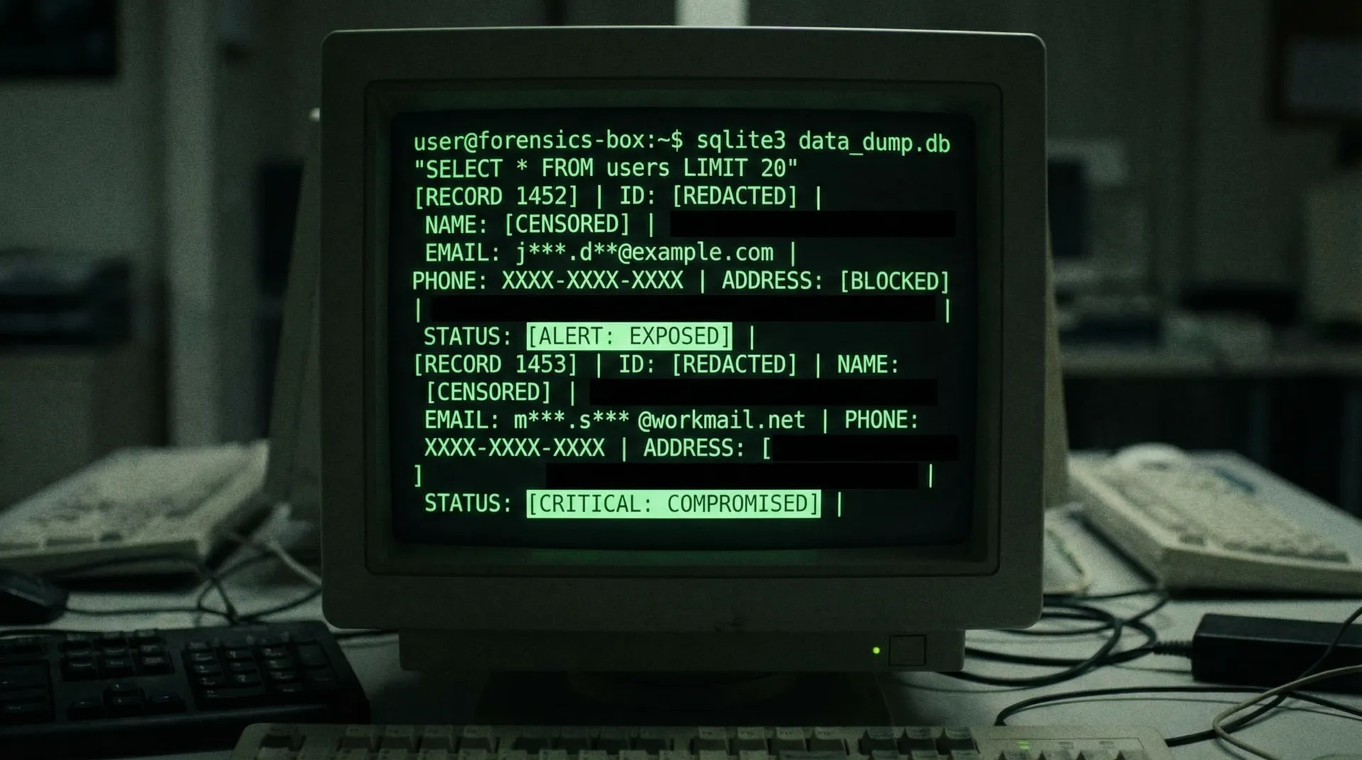 [截图] 显示了泄露数据库的终端查询界面 - 91爆料 独家证据